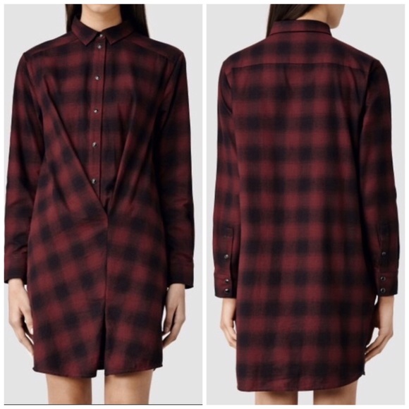 Red tartan dress all saints Clearance